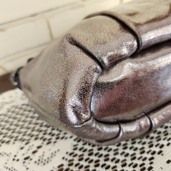 Like New Coach Madison Sophia In Metallic Pewter Shoulder Bag Handbag Purse - Picture 9 of 14